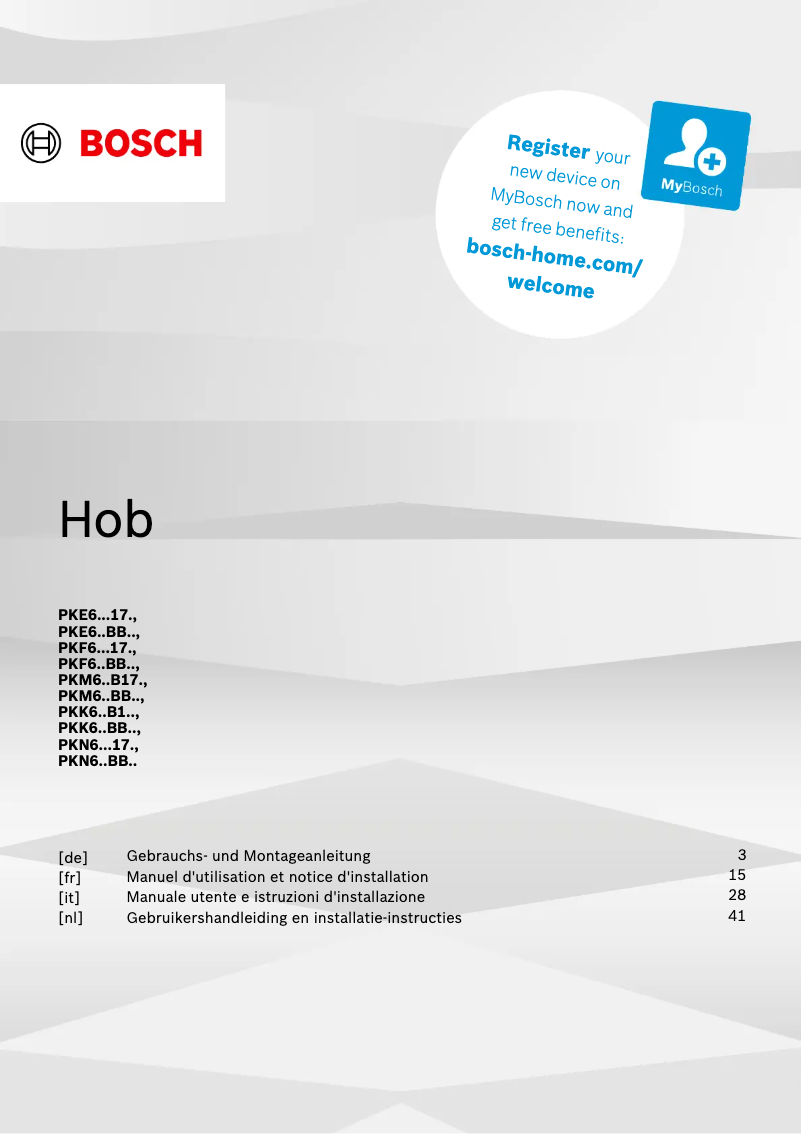 Page 1 of the manual Installation Guide Bosch PKF611BB2E