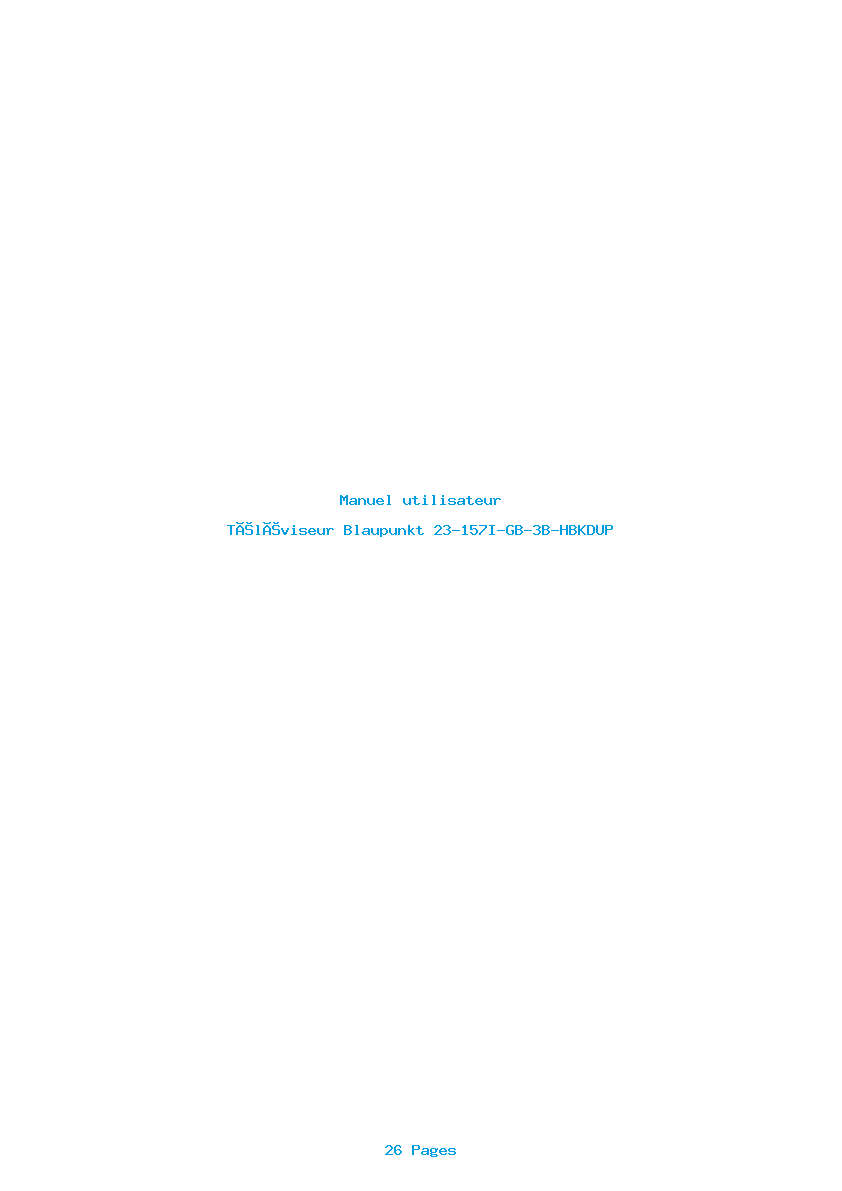 Page 1 de la notice Manuel utilisateur Blaupunkt 23-157I-GB-3B-HBKDUP