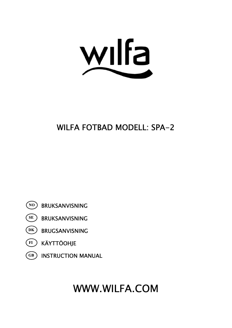 Page 1 of the manual User Manual Wilfa SPA-2
