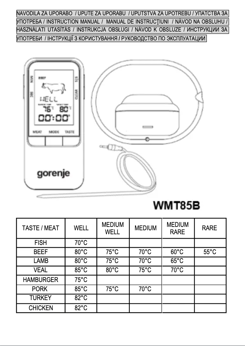 Page n°1 - Manuel utilisateur Gorenje WMT85B