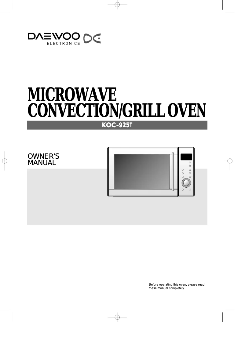 Page 1 de la notice Manuel utilisateur Daewoo KOC-925T