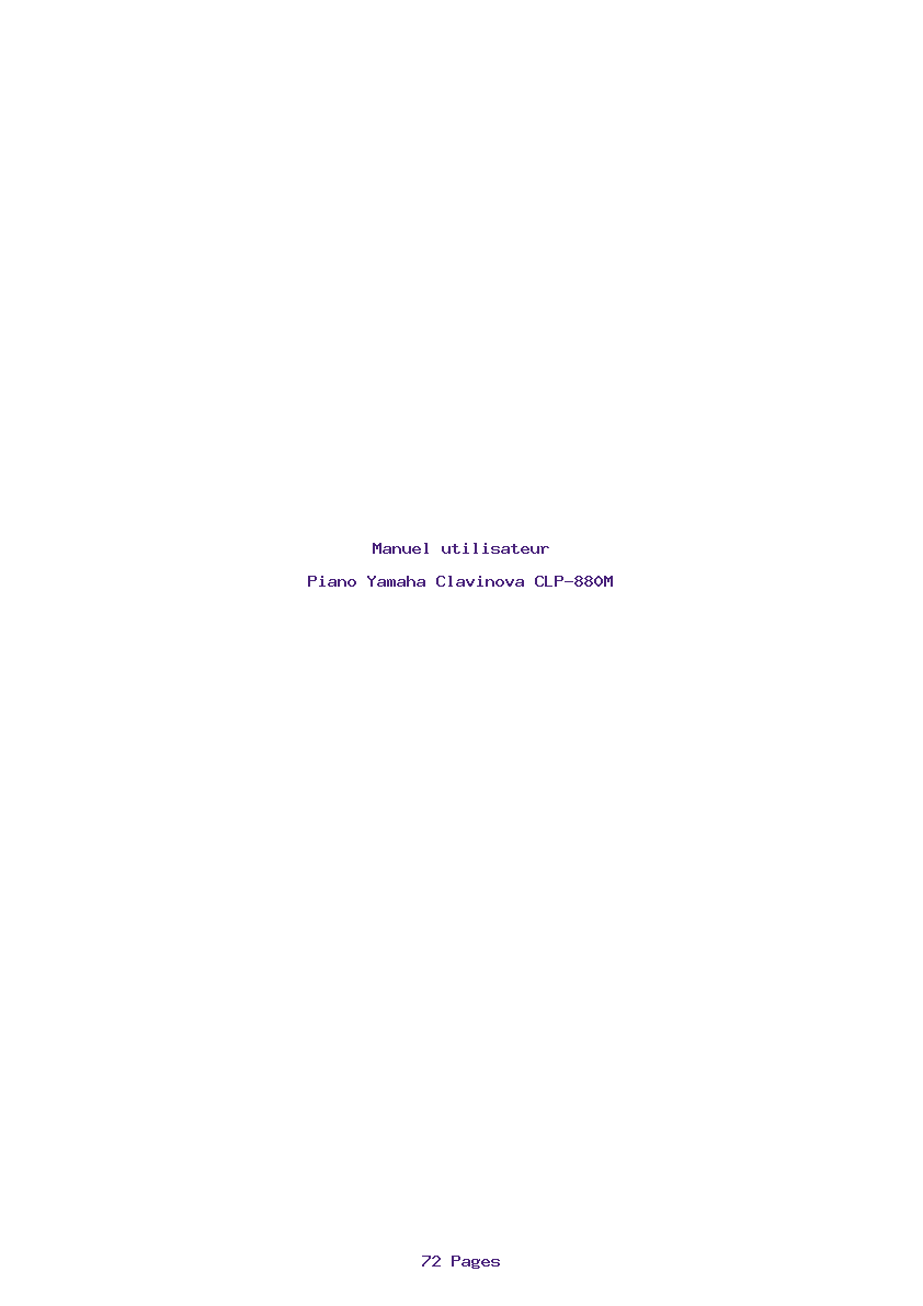 Page 1 de la notice Manuel utilisateur Yamaha Clavinova CLP-880M