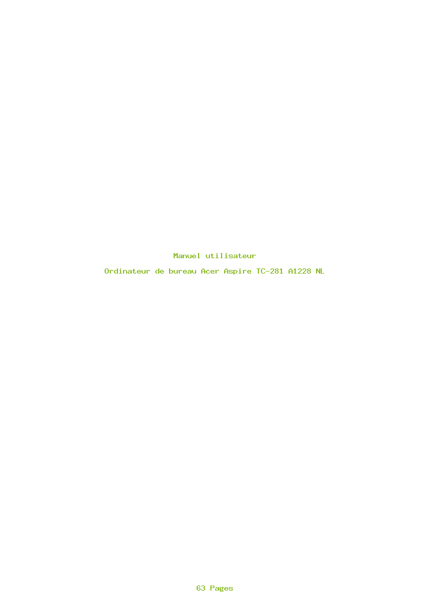 Page 1 de la notice Manuel utilisateur Acer Aspire TC-281 A1228 NL