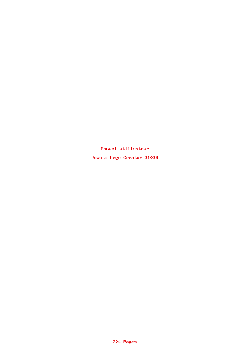 Page 1 de la notice Manuel utilisateur Lego Creator 31039