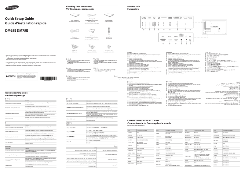 Página 1 del manual Guía de instalación Samsung DM65E