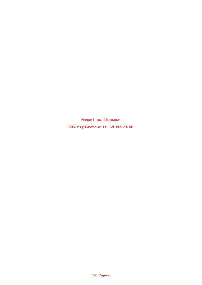 Page 1 de la notice Manuel utilisateur LG GN-M602HLHM
