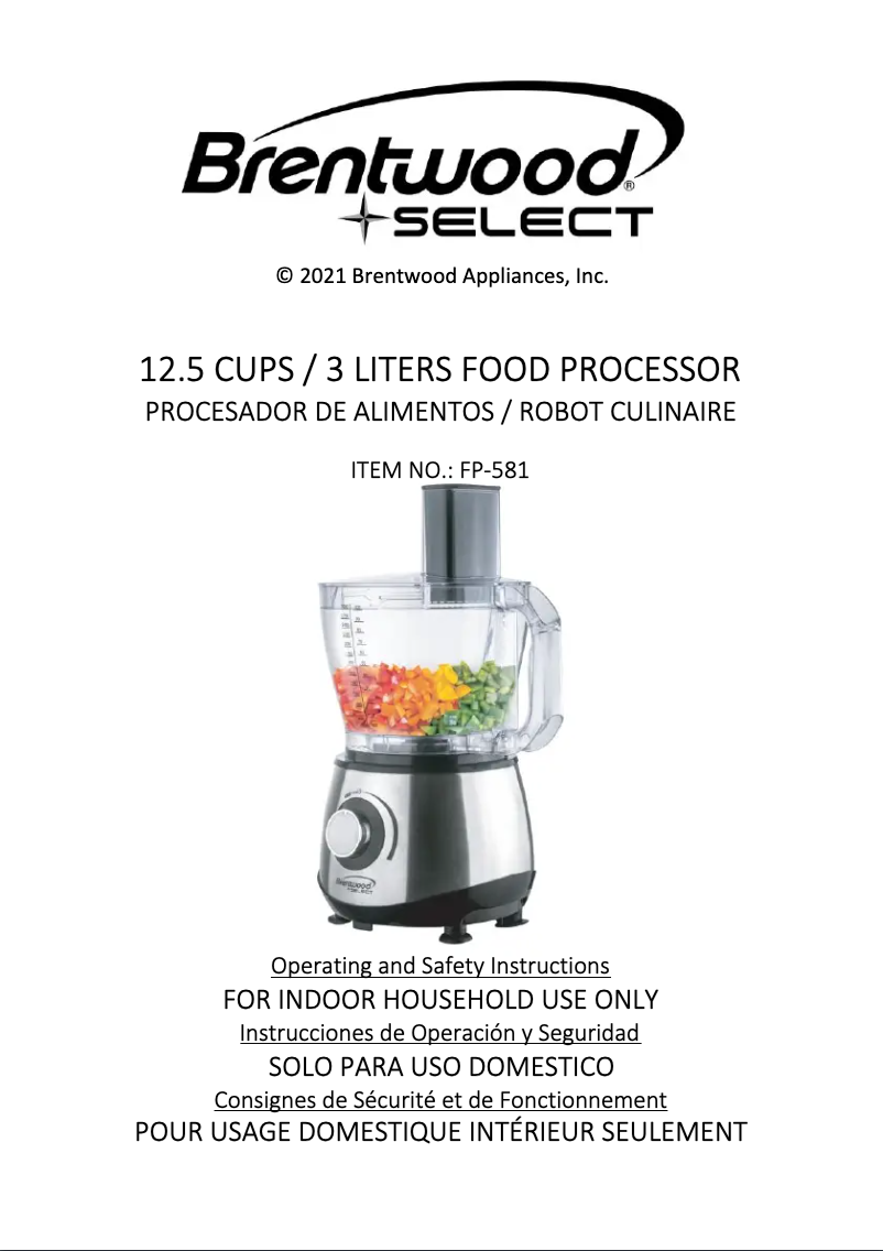 Page 1 de la notice Manuel utilisateur Brentwood FP-581
