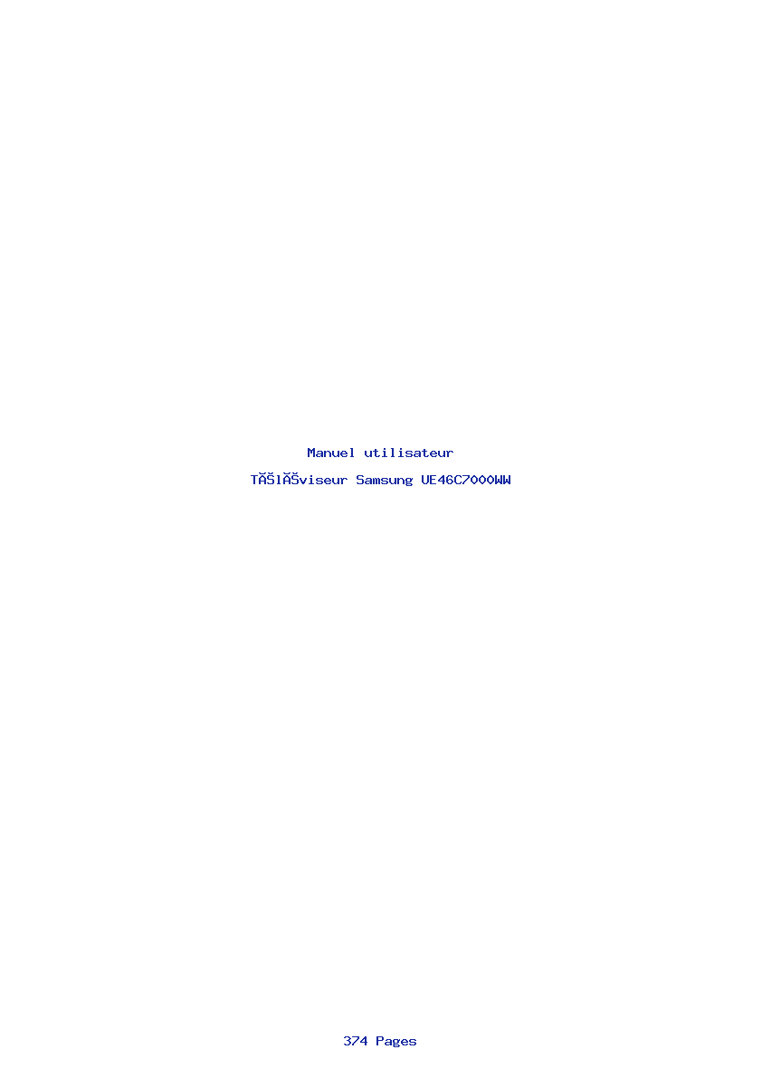 Page 1 de la notice Manuel utilisateur Samsung UE46C7000WW