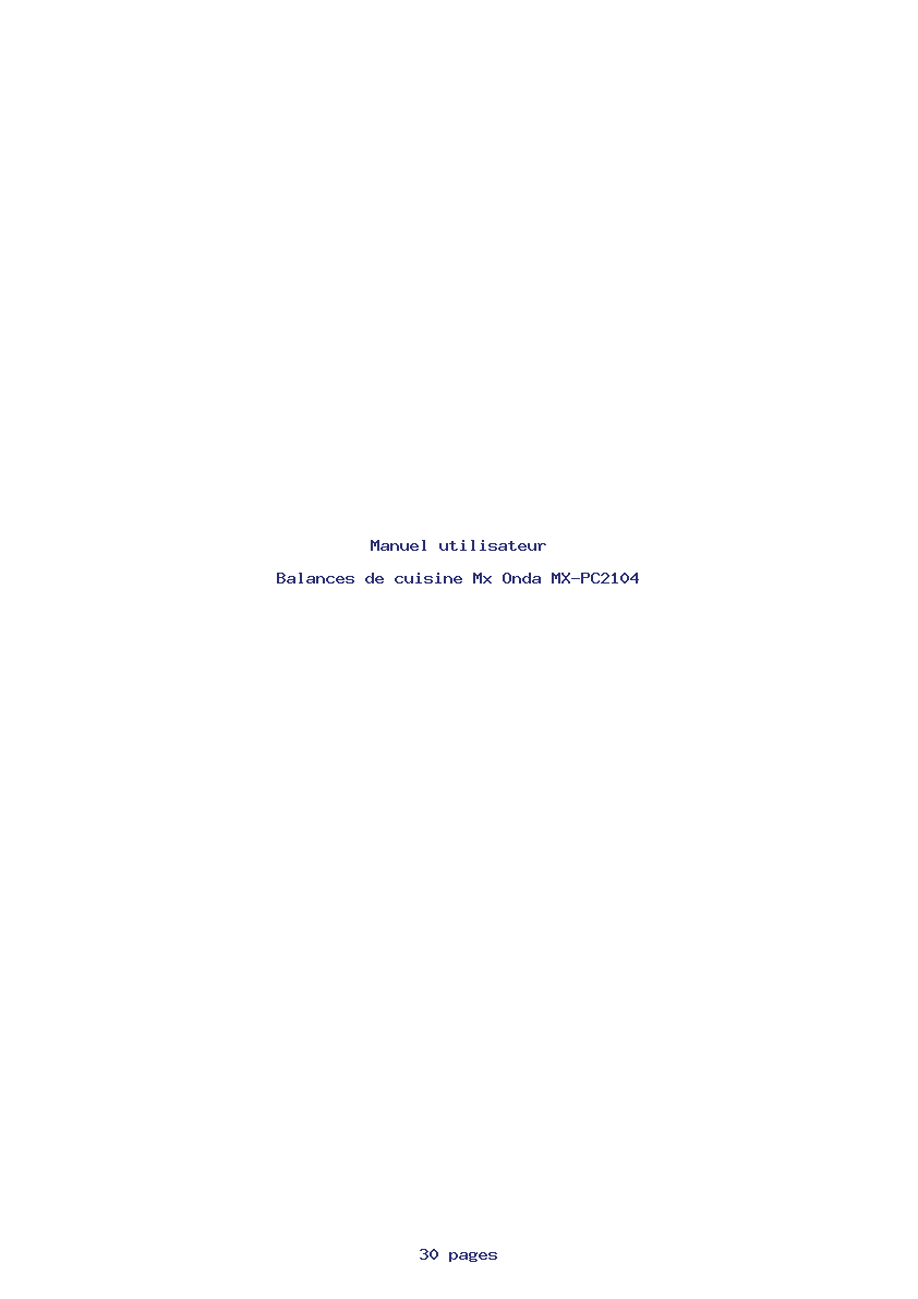 Page 1 de la notice Manuel utilisateur Mx Onda MX-PC2104