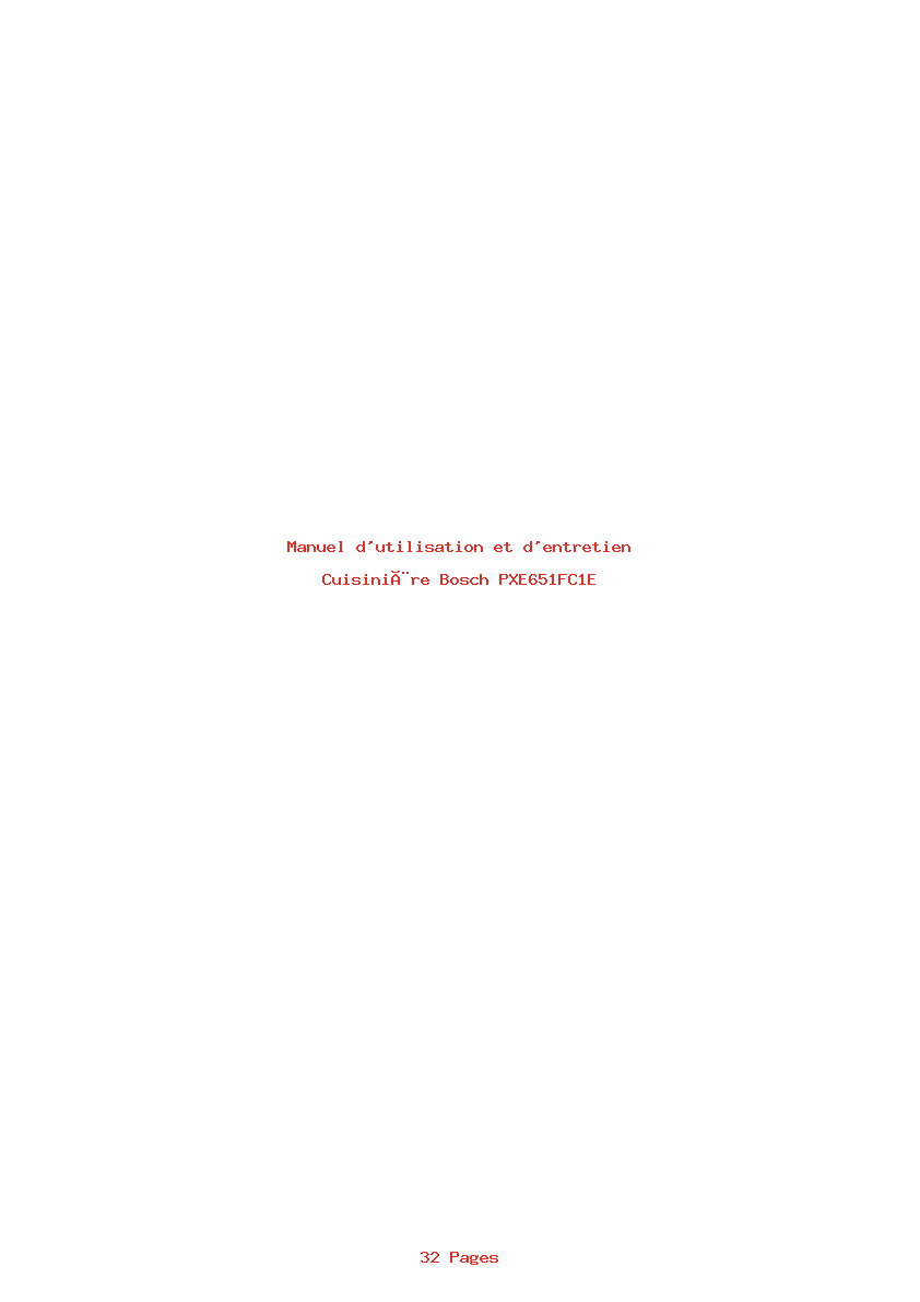 Page 1 de la notice Manuel d'utilisation et d'entretien Bosch PXE651FC1E