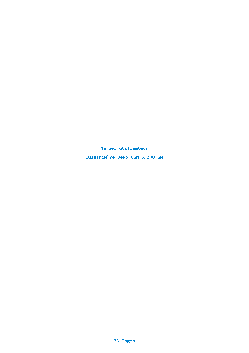 Page 1 de la notice Manuel utilisateur Beko CSM 67300 GW