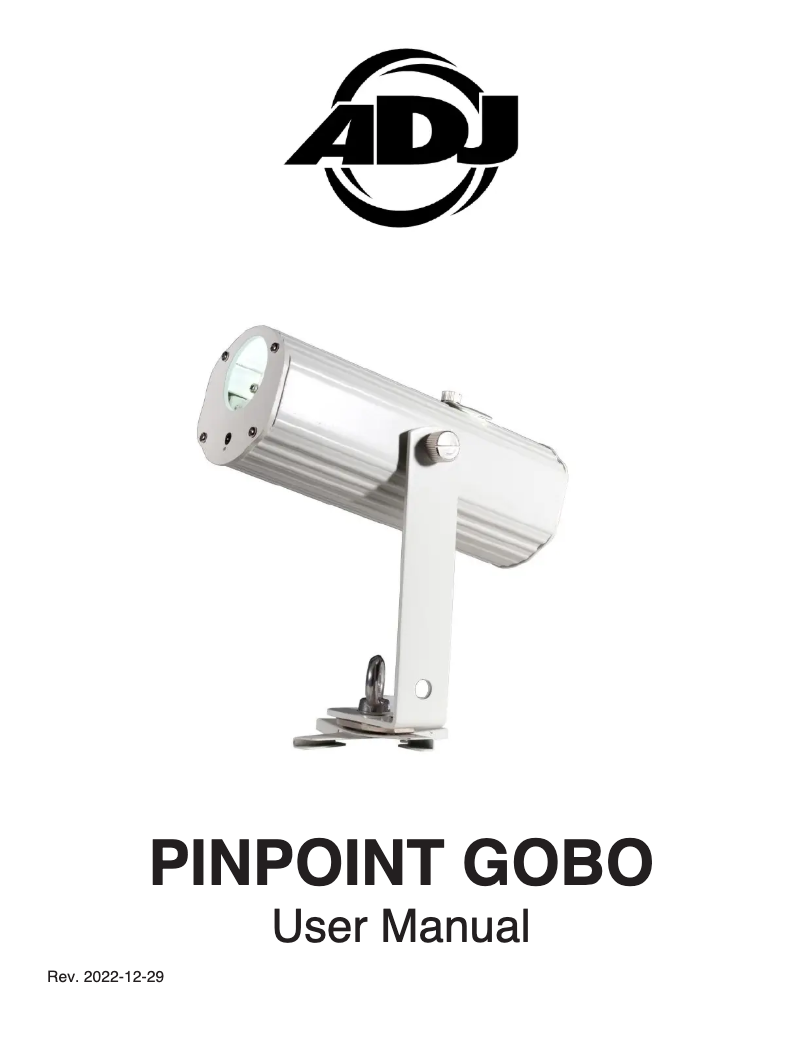 Page 1 de la notice Manuel utilisateur Adj PinPoint Gobo