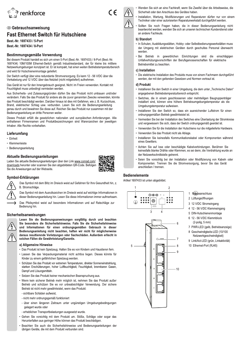 Page 1 de la notice Manuel utilisateur Renkforce FEH-500