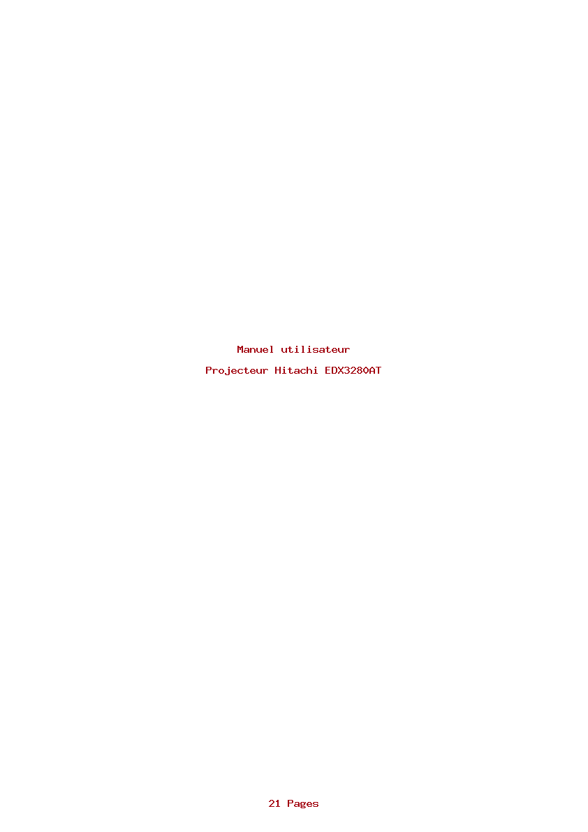 Page 1 de la notice Manuel utilisateur Hitachi EDX3280AT