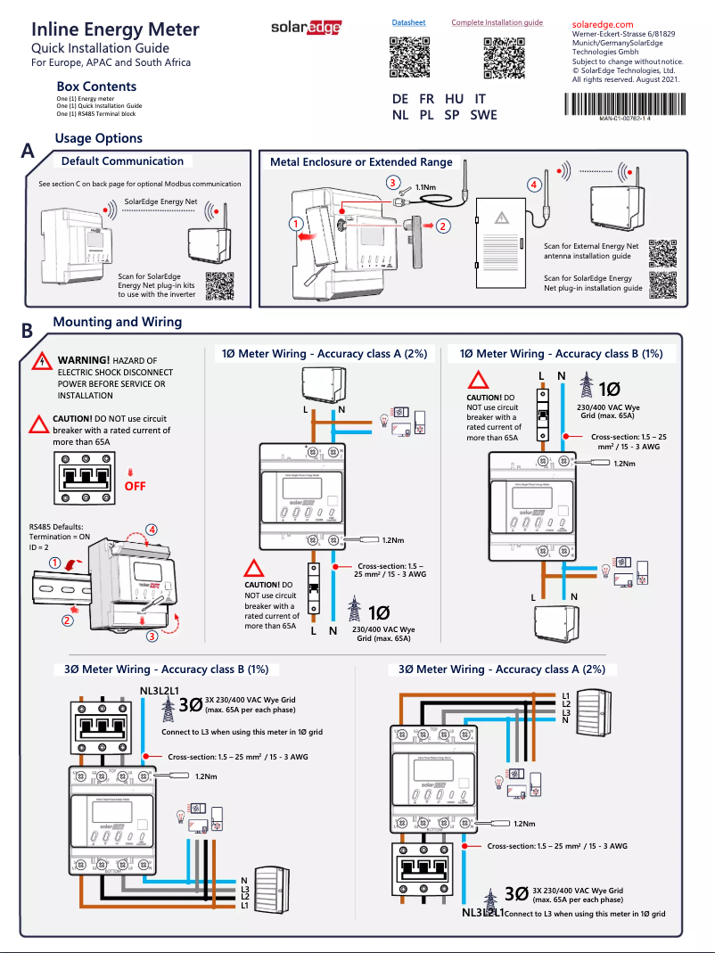 Página 1 del manual Manual de usuario SolarEdge MTR-240-1PC1-DW-MW