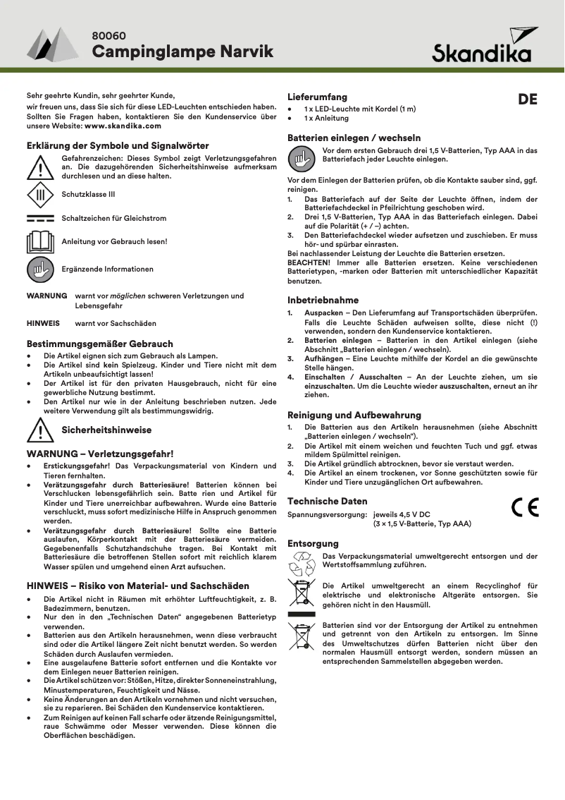 Page 1 de la notice Manuel utilisateur Skandika Narvik
