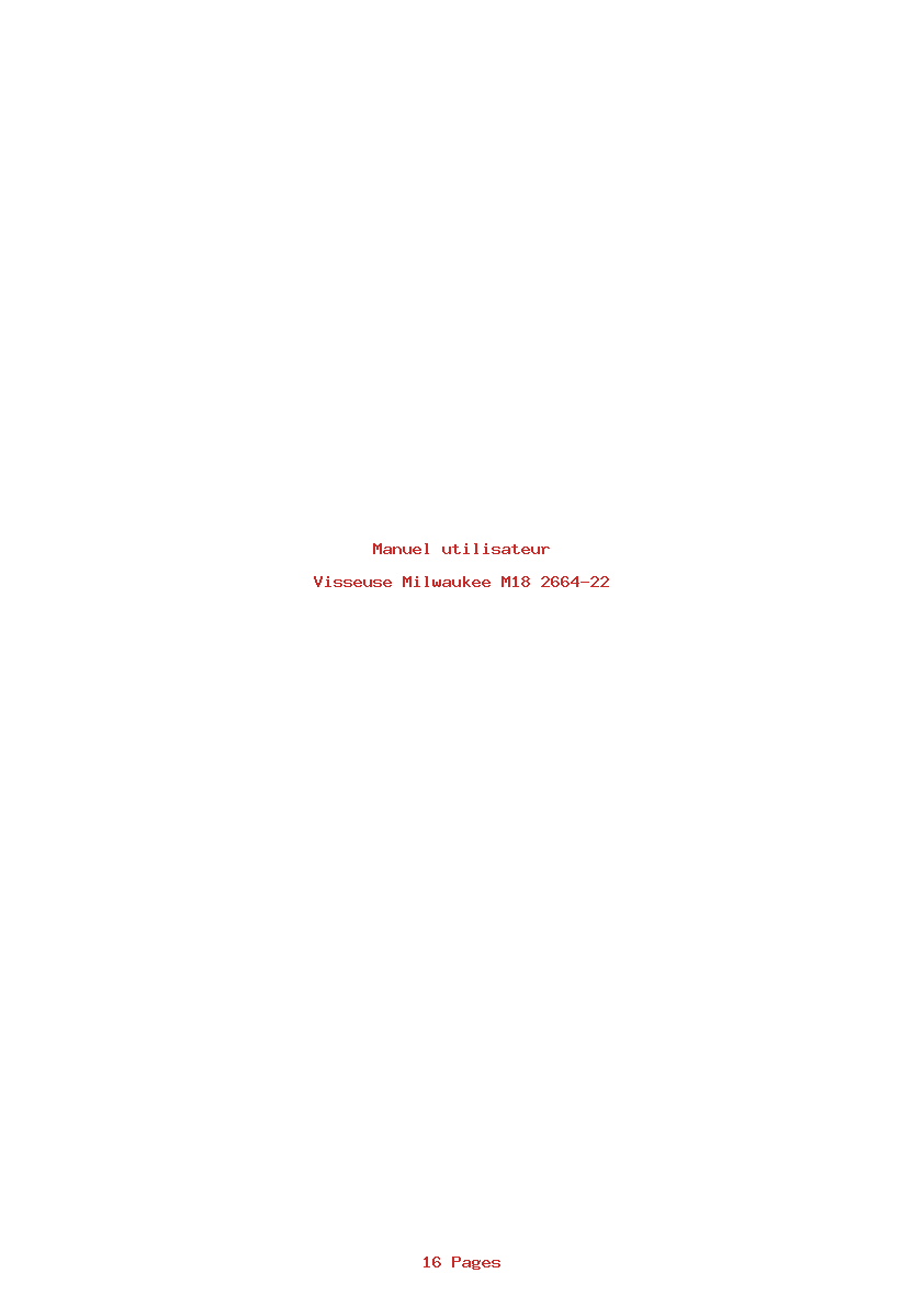 Page 1 de la notice Manuel utilisateur Milwaukee M18 2664-22
