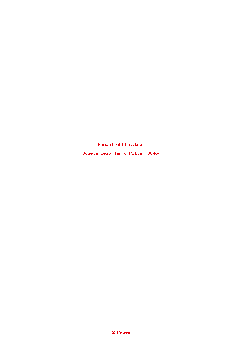 Page 1 de la notice Manuel utilisateur Lego Harry Potter 30407