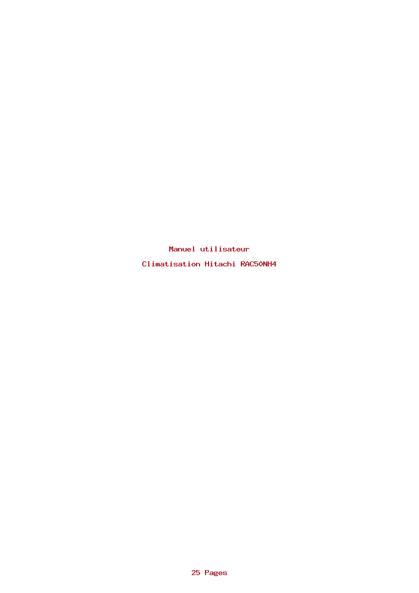 Page 1 de la notice Manuel utilisateur Hitachi RAC50NH4