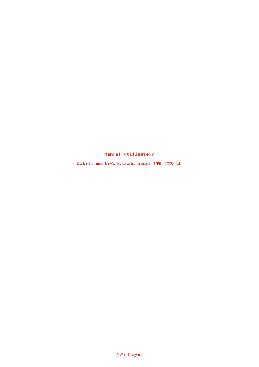 Page 1 de la notice Manuel utilisateur Bosch PMF 220 CE