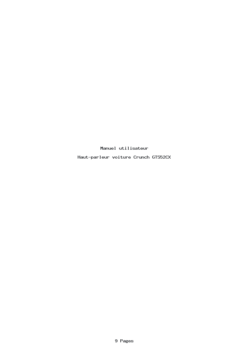 Page 1 de la notice Manuel utilisateur Crunch GTS52CX