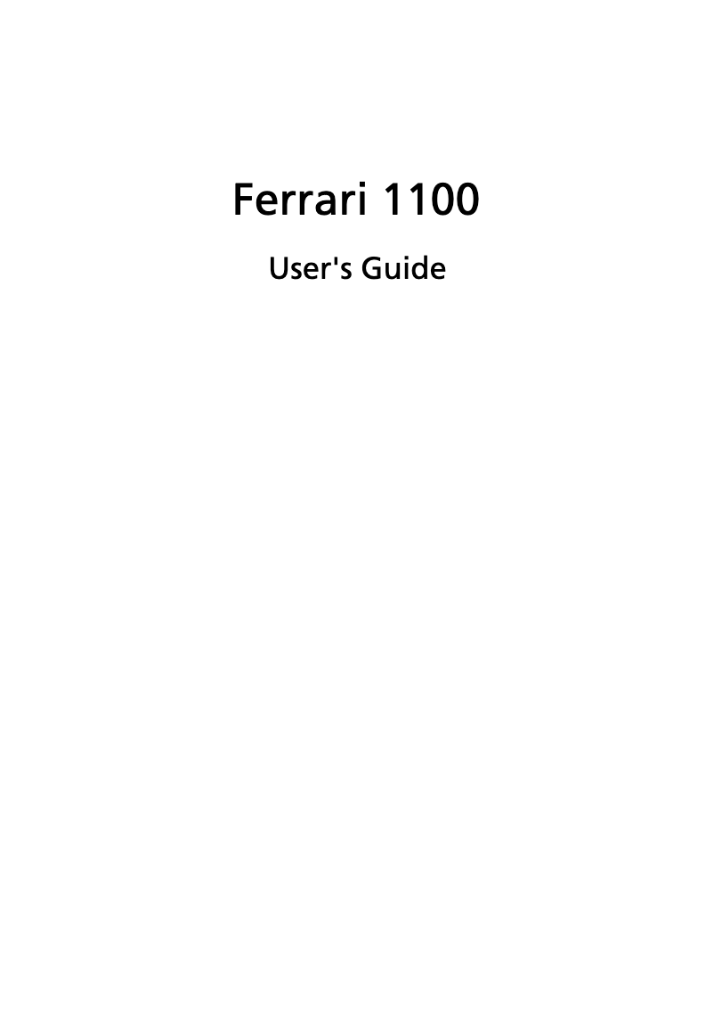 Page 1 de la notice Manuel utilisateur Acer Ferrari 1100
