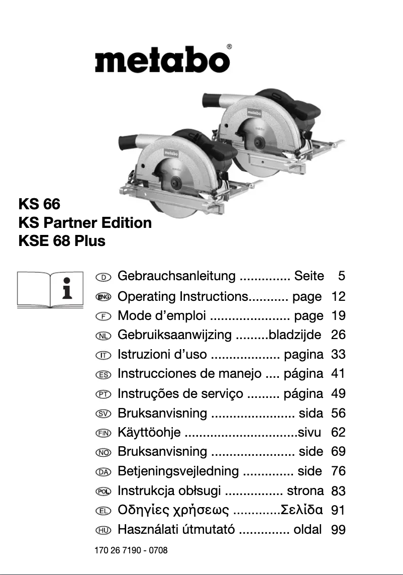 Page 1 de la notice Manuel utilisateur Metabo KS 66