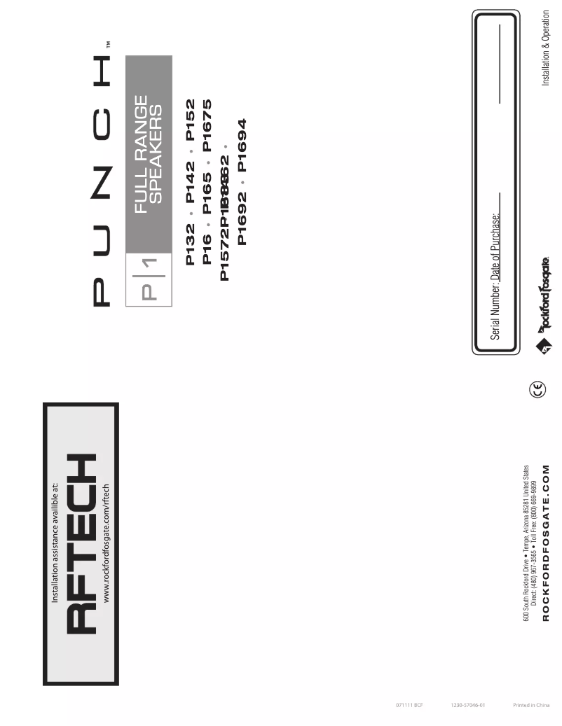 Page 1 de la notice Manuel utilisateur Rockford Fosgate P132