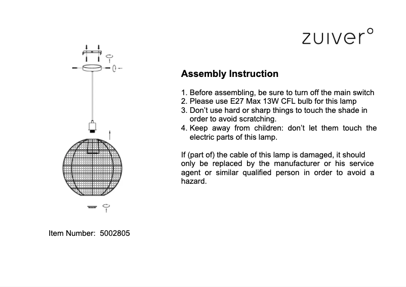 Página 1 del manual Manual de usuario Zuiver Cable 40