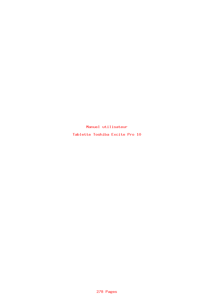 Page 1 de la notice Manuel utilisateur Toshiba Excite Pro 10