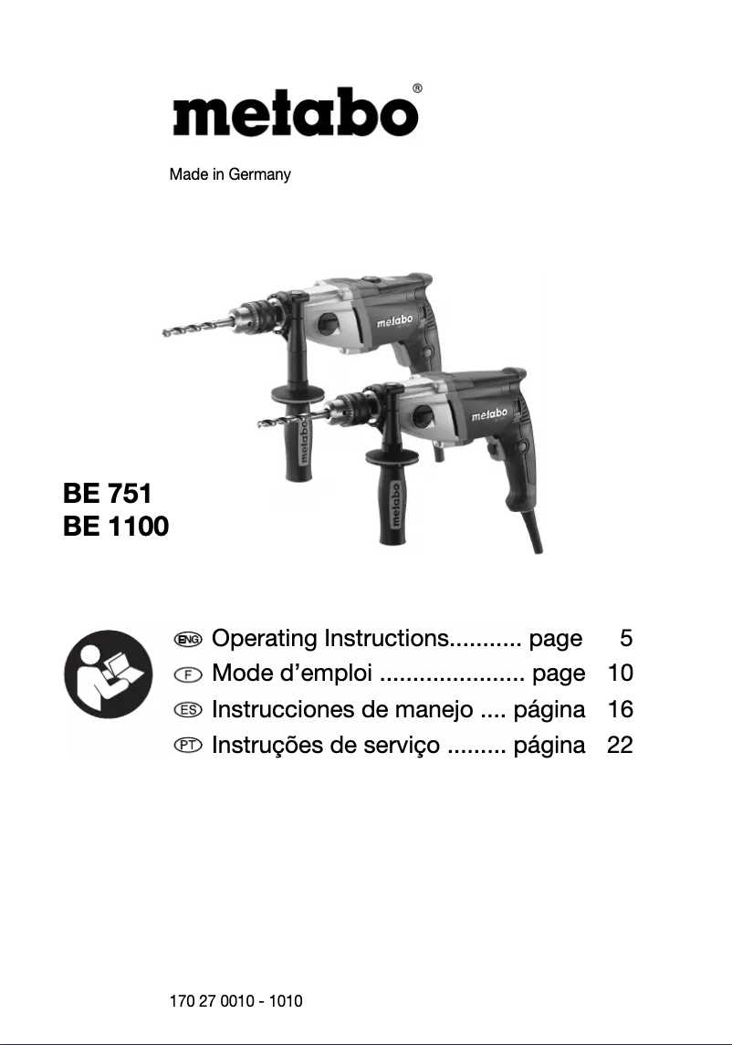 Page 1 of the manual User Manual Metabo BE 751