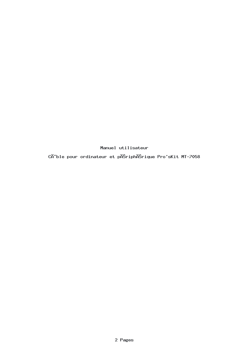 Page 1 de la notice Manuel utilisateur Pro'sKit MT-7058