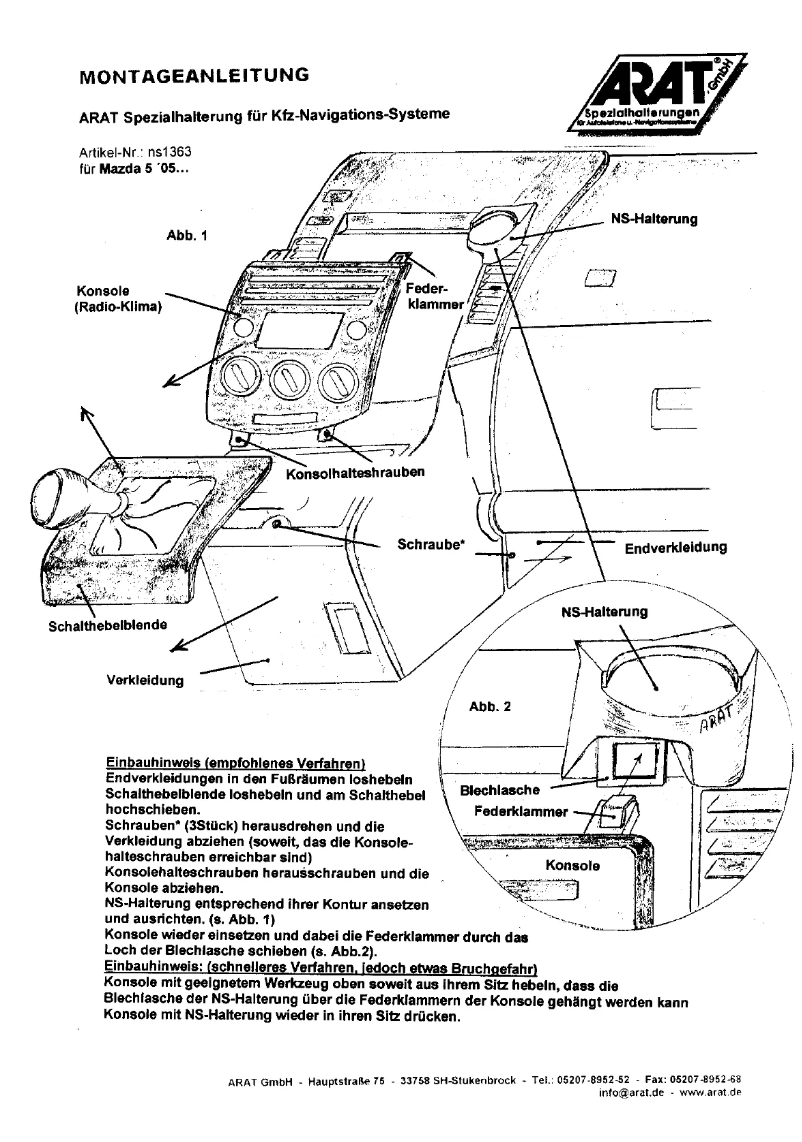 Page 1 de la notice Manuel utilisateur Arat NS1363