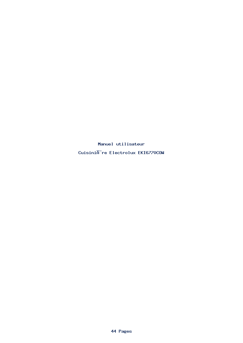 Page 1 de la notice Manuel utilisateur Electrolux EKI6770COW