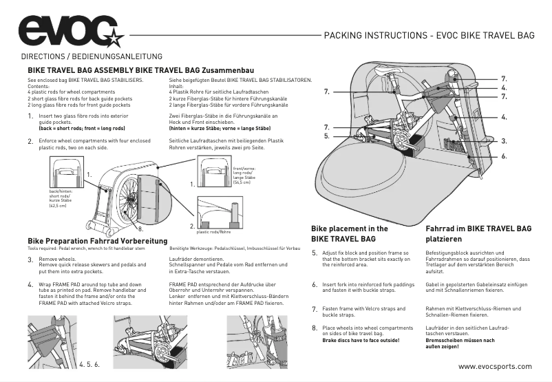 Page 1 de la notice Manuel utilisateur EVOC Bike Travel Bag