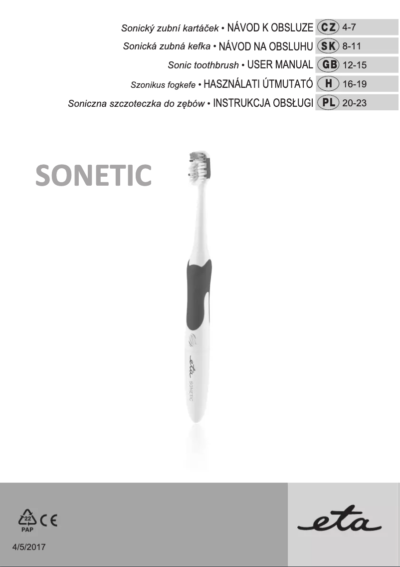 Página 1 del manual Manual de usuario Eta Sonetic 0709 90010