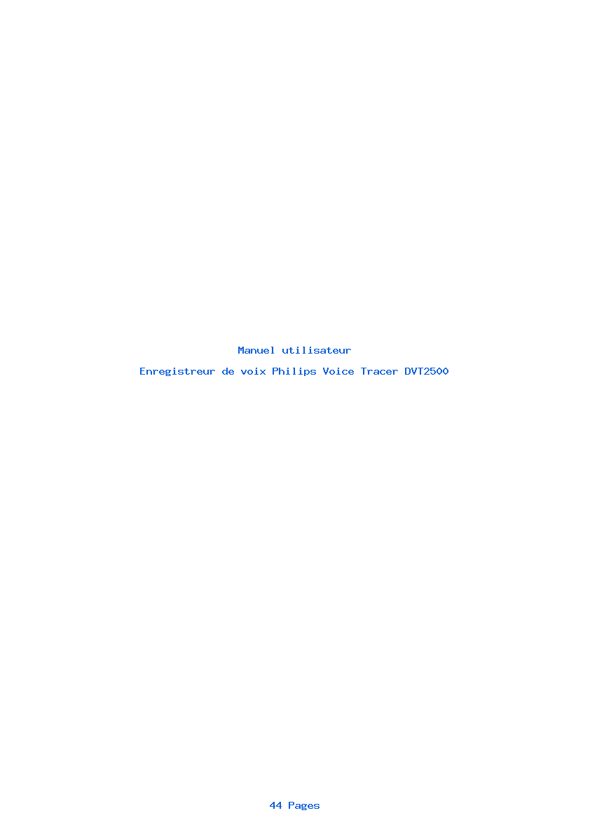 Image de la première page du manuel de l'appareil Voice Tracer DVT2500