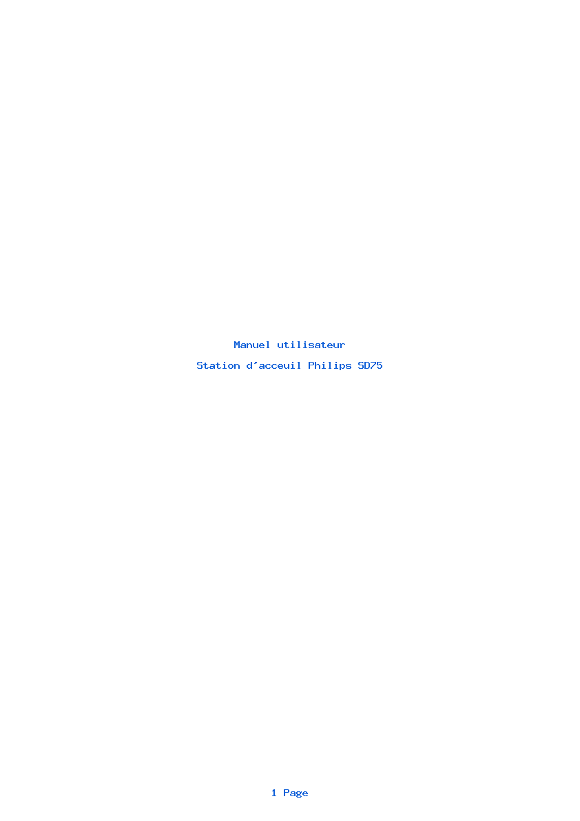 Page 1 de la notice Manuel utilisateur Philips SD75