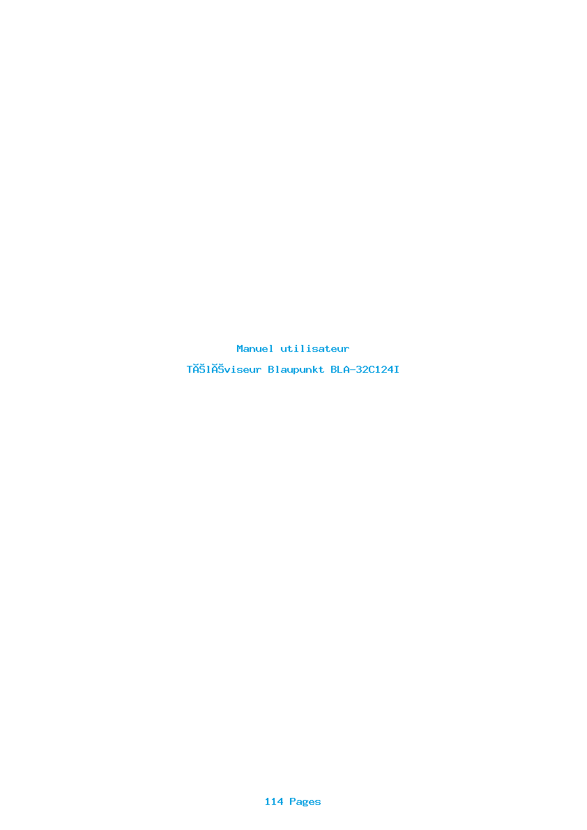 Page 1 de la notice Manuel utilisateur Blaupunkt BLA-32C124I