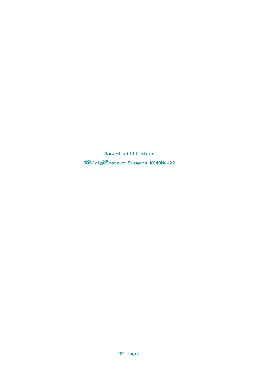 Page 1 de la notice Manuel utilisateur Siemens KG49NAW22