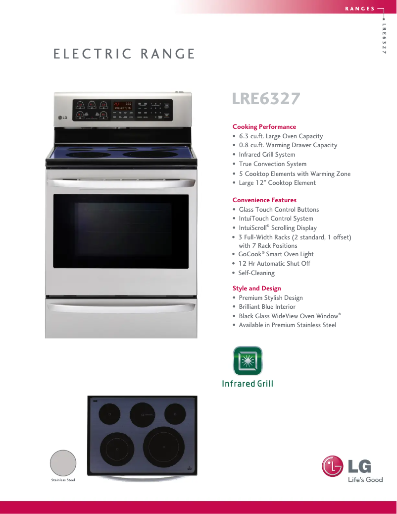 Page 1 de la notice Fiche technique LG LRE6327ST