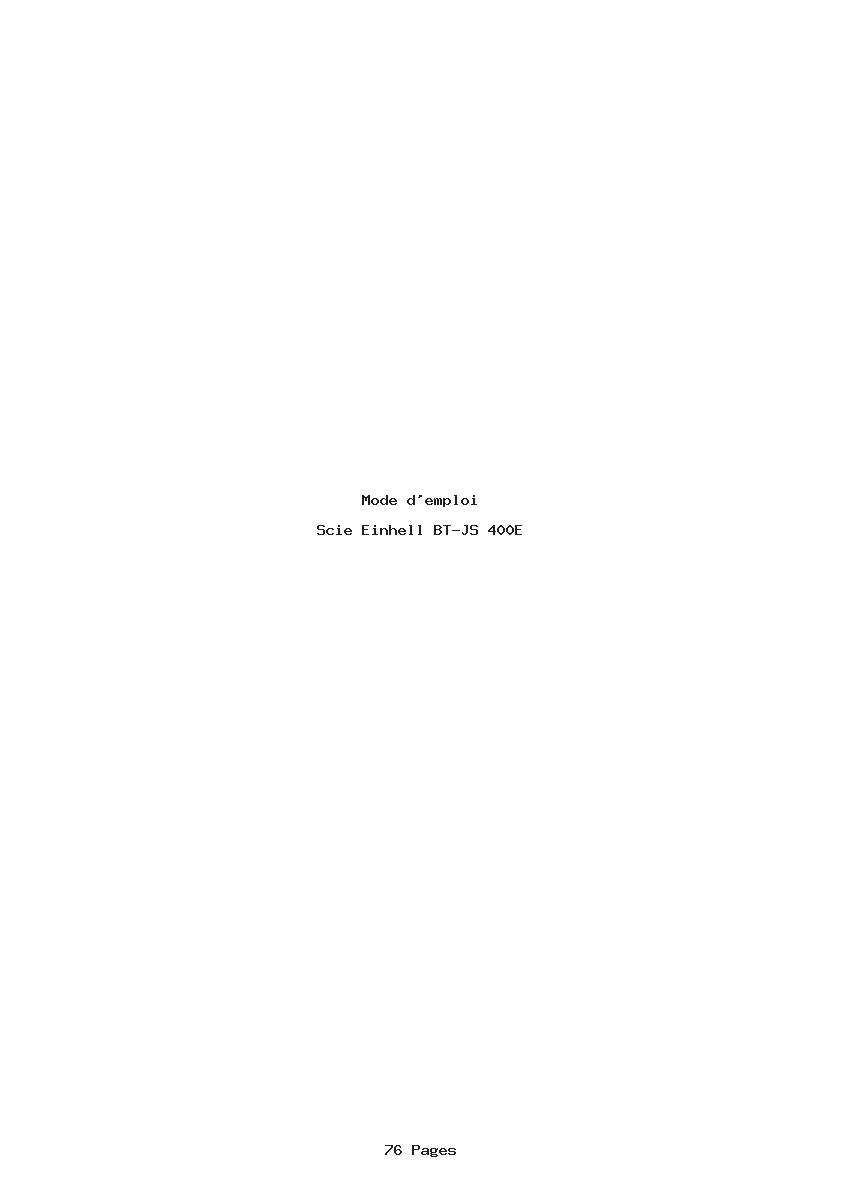 Page 1 de la notice Mode d'emploi Einhell BT-JS 400E