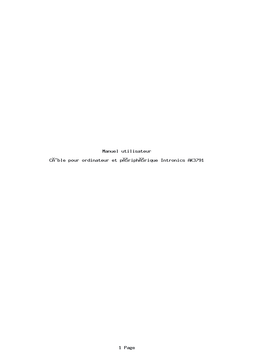 Page 1 de la notice Manuel utilisateur Intronics AK3791