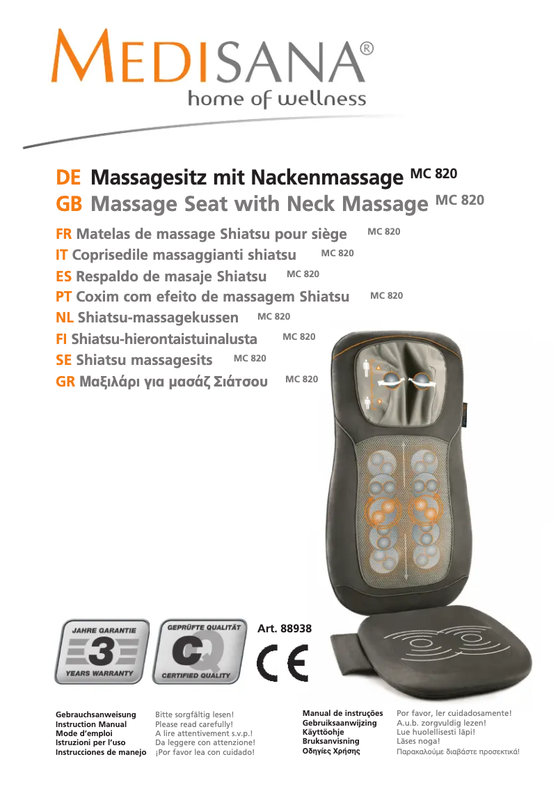 Page 1 de la notice Manuel utilisateur Medisana MC 820