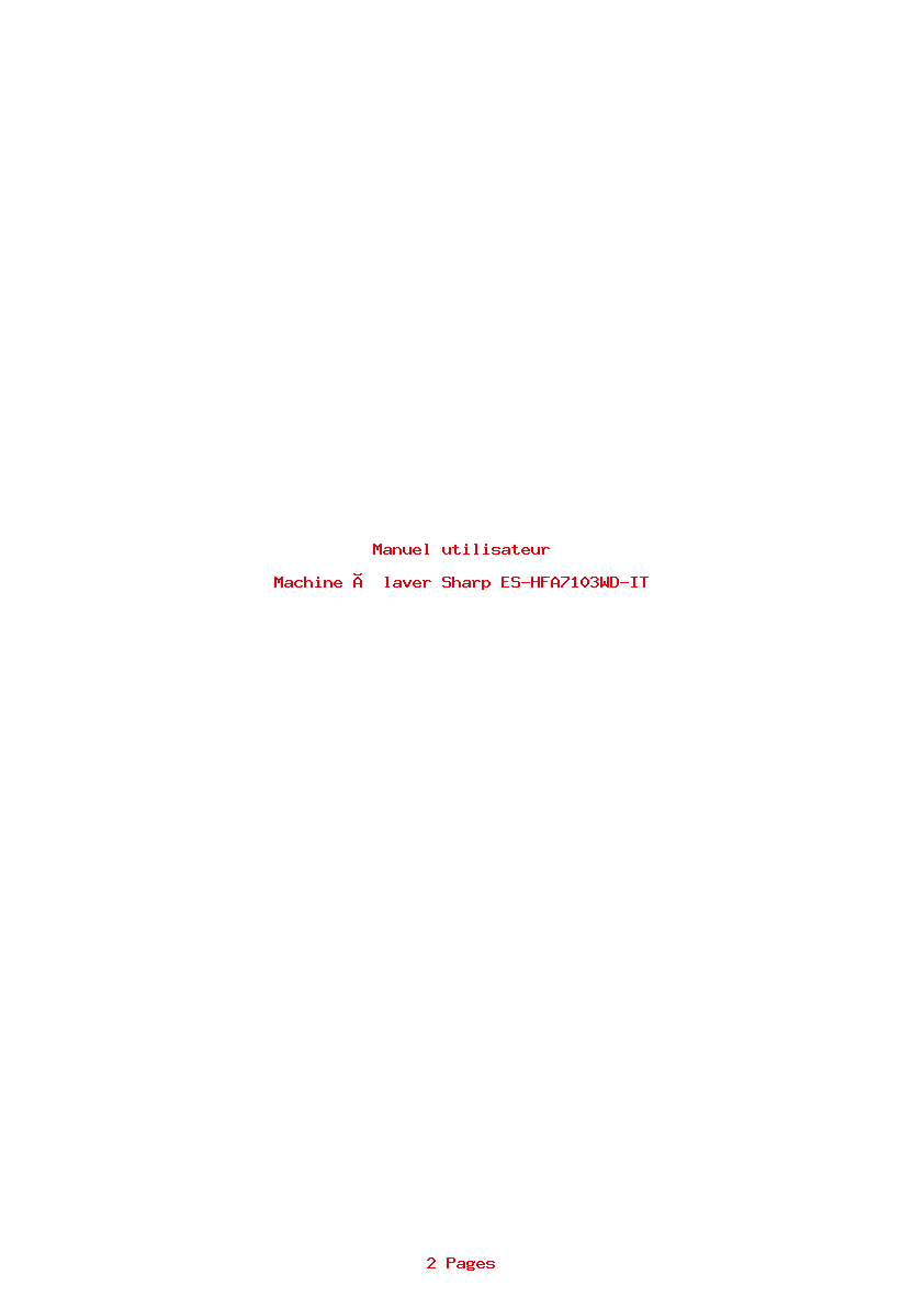 Page 1 de la notice Manuel utilisateur Sharp ES-HFA7103WD-IT