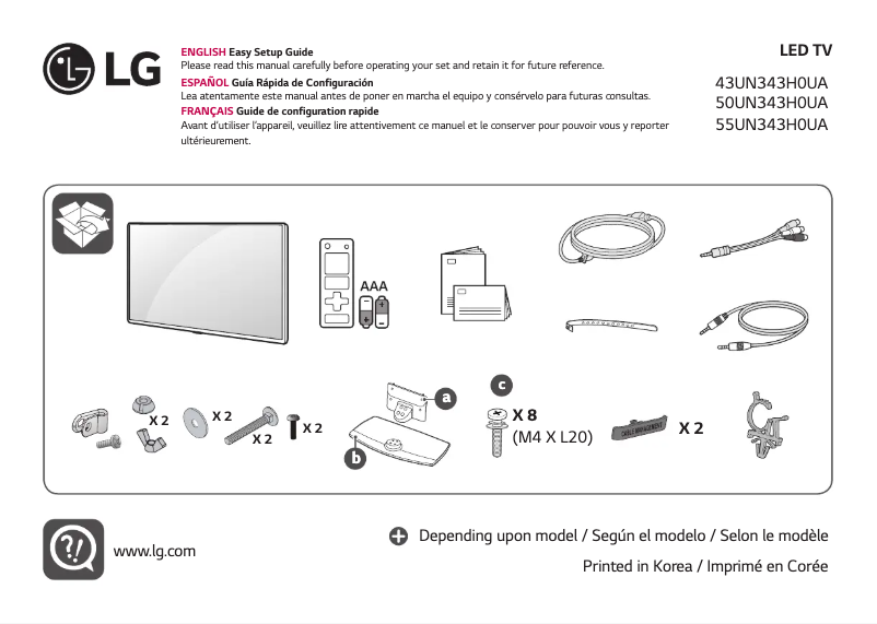Page 1 de la notice Manuel utilisateur LG 55UN343H0UA