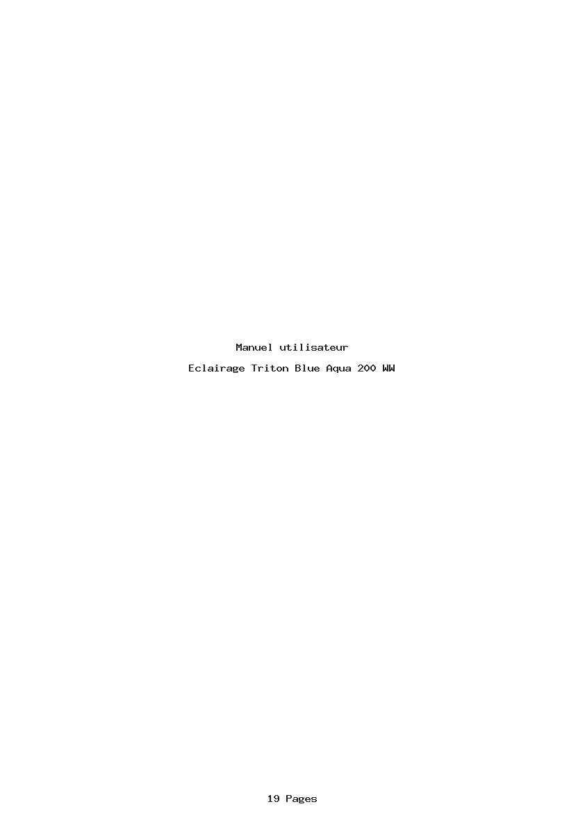 Page 1 de la notice Manuel utilisateur Triton Blue Aqua 200 WW