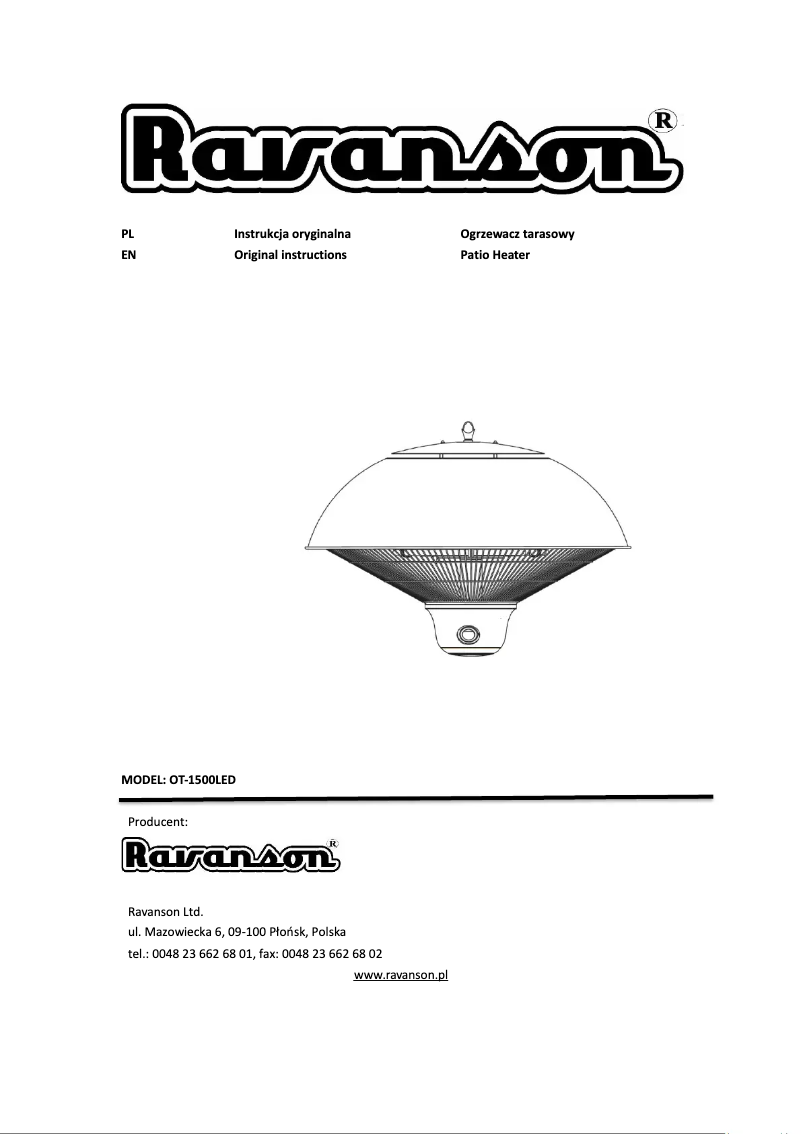 Page 1 de la notice Manuel utilisateur Ravanson OT-1500LED
