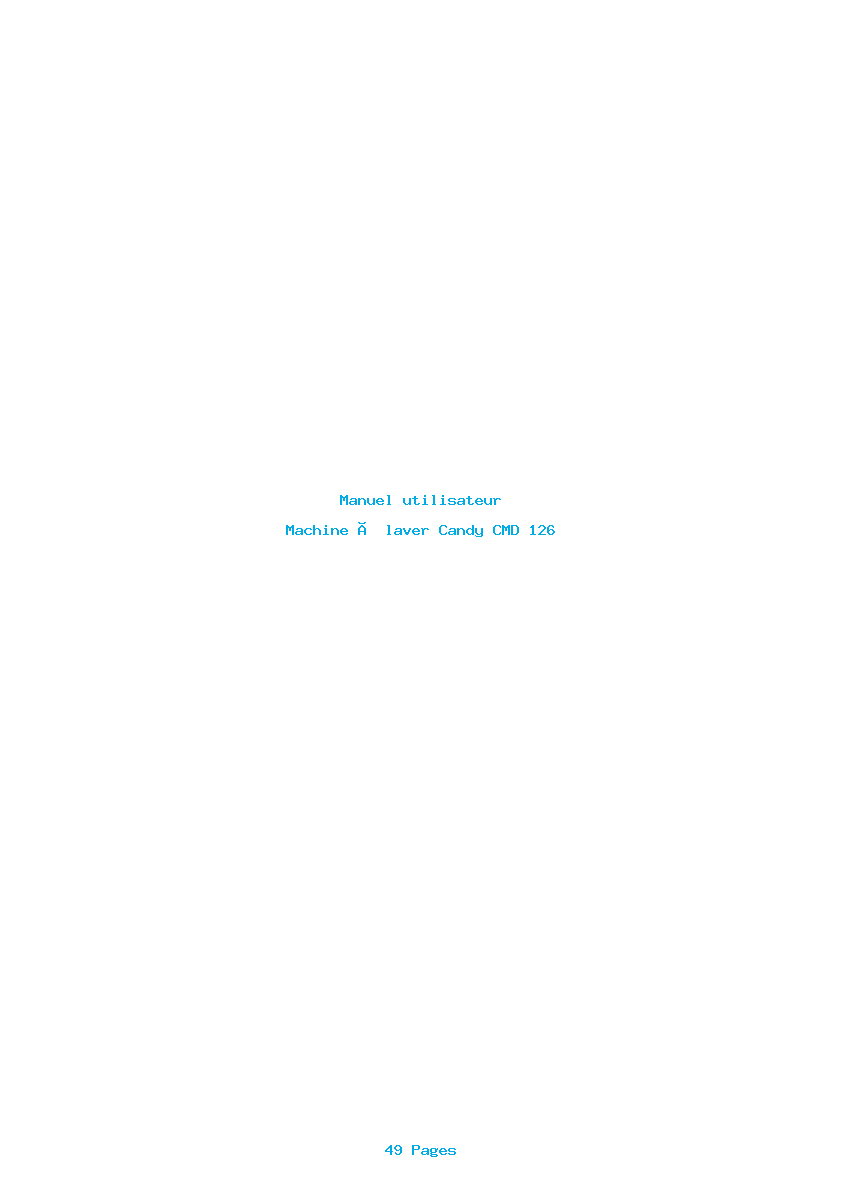 Page 1 de la notice Manuel utilisateur Candy CMD 126