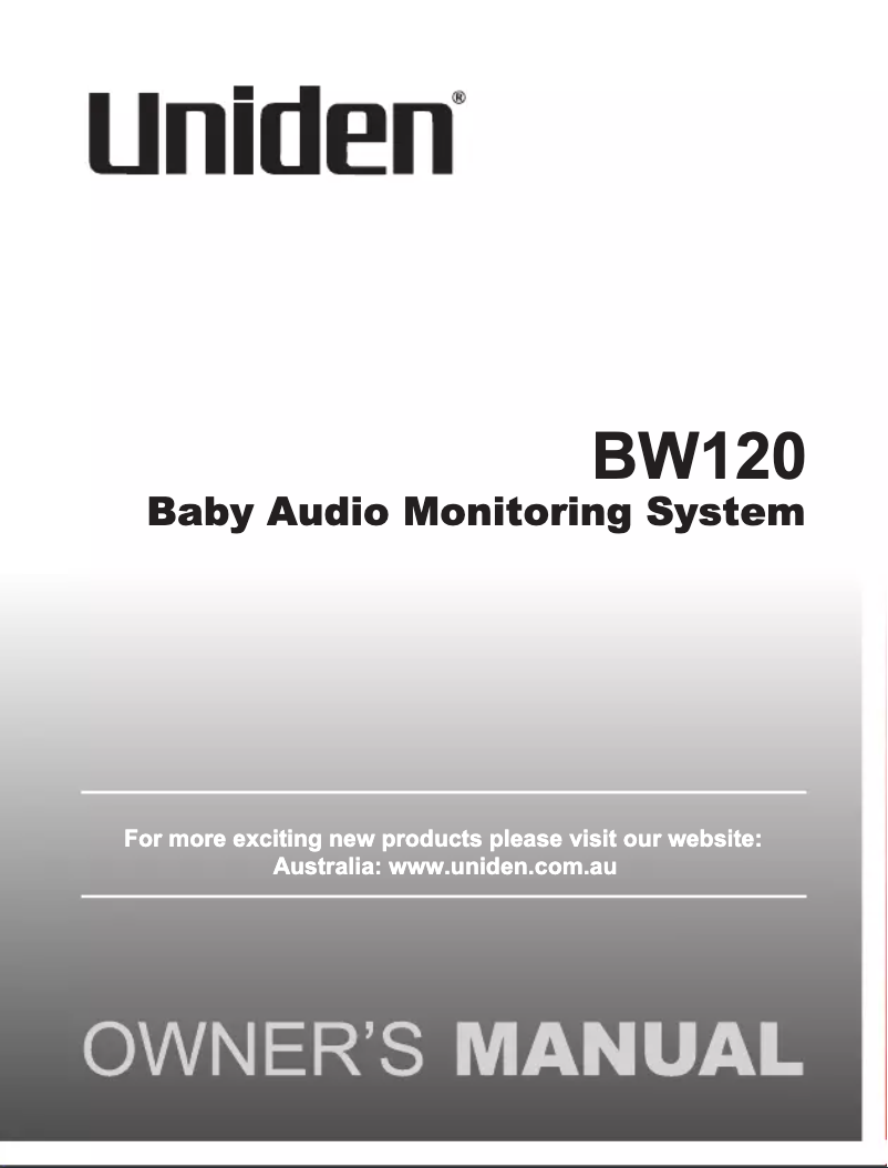 Page 1 de la notice Manuel utilisateur Uniden BW 120